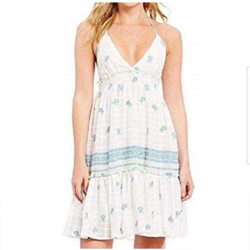 Chelsea & Violet The Getaway Dress White Blue Embroidered Cotton NWT Large